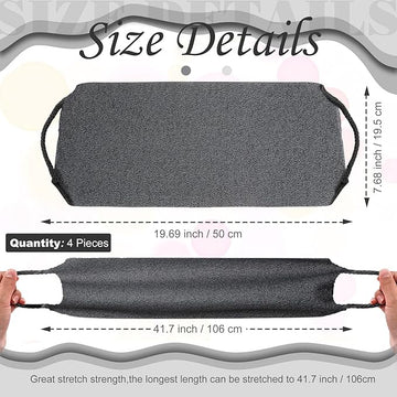 Moukeren Exfoliating Back Scrubber with Handles 4 Pack Nylon Back Exfoliator Extended Length Washers Scrubbers Stretchable Pull Strap Exfoliating Washcloth(Grey, Cream White)