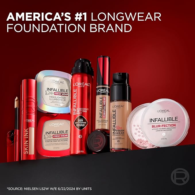 L'Oreal Paris Infallible Skin Ink 2-in-1 Foundation Concealer Hybrid Face Makeup, up to 48HR Transfer-Resistant with Buildable Light to Full Coverage, 125 Light Warm