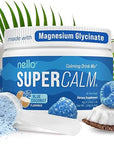 Nello Supercalm Powdered Drink Mix Tub, Cortisol Reducer* and Sleep Aid Supplement, L Theanine, Ksm-66 Ashwagandha, Magnesium Glycinate, Vitamin D 3, No Sugar, Non GMO, On The Go, 30 Ct, Blue Coconut