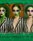 MEICOLY Disgust Specter Makeup Kit,White Face Paint,Green Hair Dye,Setting Powder,Green Tooth Paint,Complete Halloween Zombie Makeup Kit,SFX Character Set for Performance Stage Special Effect Costume