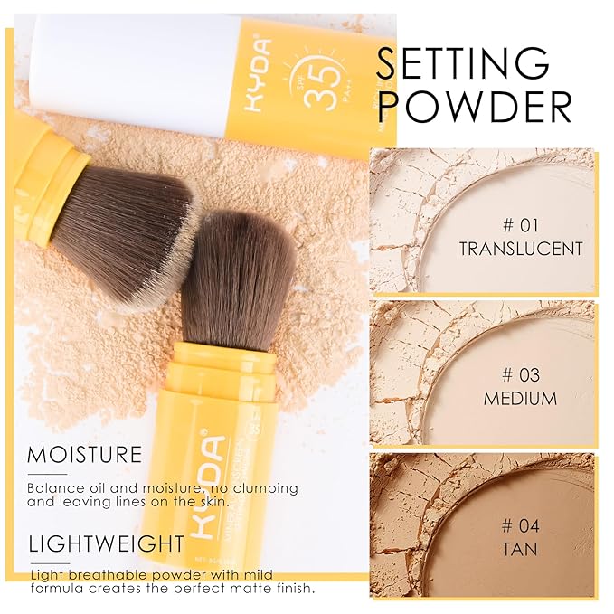 KYDA 2 Pcs Mineral Sunscreen Setting Powder, SPF Ownest Beauty