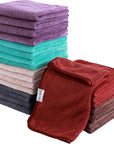 Cosy Family 24 Pack Soft Washcloths Set - 12 x 12 inches, Quick Drying - Highly Absorbent Coral Velvet Fingertip Towel Bathroom Wash Clothes for Bath, Spa, Facial, Kitchen - Dark Color