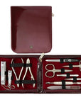 3 Swords Germany - brand quality 12 piece manicure pedicure grooming kit set for professional finger & toe nail care with burgundy synthetic leather case - Made in Germany