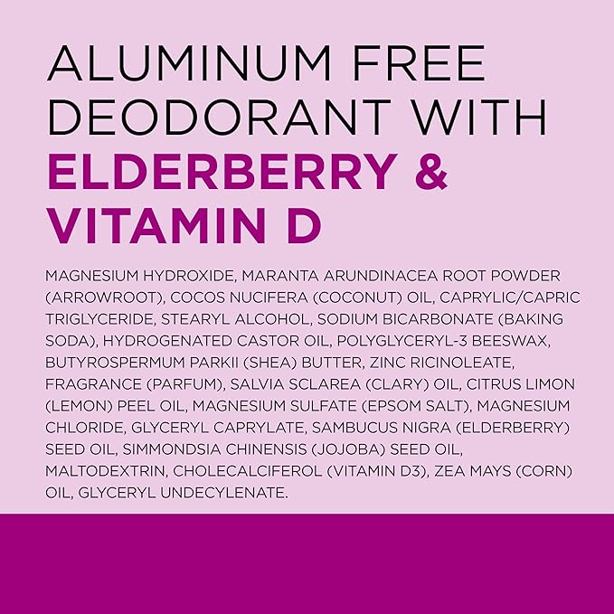 Dr Teal's Aluminum Free Deodorant, Elderberry & Vitamin D with Essential Oils, 2.65 oz (Pack of 3)