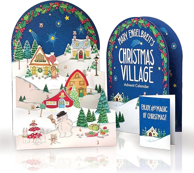 Freshcut Paper 2025 Advent Calendar, Mary Engelbreit's Christmas Village, Pop Up 3D Greeting Cards, Paper Advent Calendar for Adults, Christmas Gifts, Holiday Cards with Blank Notecard & Envelope