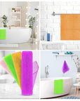 4 Pieces Exfoliating Washcloth Shower Towel African Net Sponge Japanese Wash Cloth Face Exfoliating Sponge Loofah Exfoliating Body Scrubber for Body Exfoliation (Purple, Pink, Green, Orange)