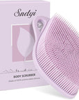 Sndyi Silicone Body Scrubber, Gentle Exfoliating Body Scrubber for Sensitive Skin, Leaf Shaped Shower Scrubber for Body with Lathering Bristles, Silicone Loofah Body Brush for Showering, Purple