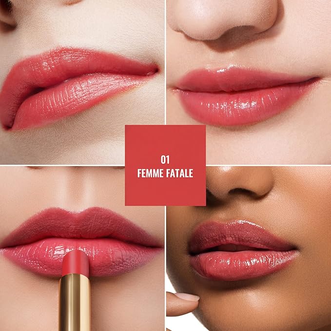 Oulac Moisturizing Shine Lipstick For Women Christmas Set 2PCS, 2 in 1 Tinted Lip Balm for Winter, Hydrated Juicy and Glossy Lip Color for Dry, Cracked and Chapped Lips, Vegan [01+16]