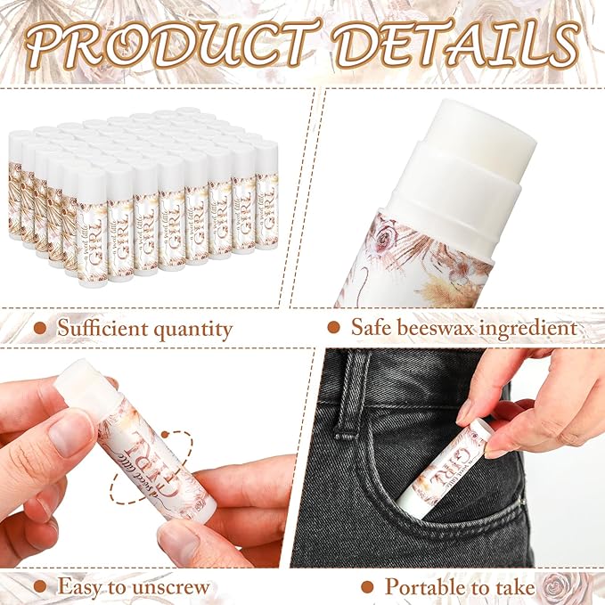 50 Pack Boho Baby Shower Lip Gifts