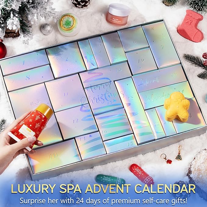 Advent Calendar 2025 Adult Women - 24 Days Beauty Advent Christmas Countdown Calendar for Teen Girls Luxury Self Care Basket Bath Body Spa Gift Set for Women Wife Mom Girlfriend Sister Grandma