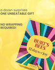 Burt's Bees 12 Days of Joy Lip Balm Advent Calendar Gift Set, Flavored Lip Balm Pack Great for Office Holiday Gifts, Tint-Free, Natural Origin Lip Care, 12 Tubes, 0.15 oz.