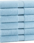 Aston & Arden Egyptian Hand Towels - Pack of 6 - Oversized Ultra Soft Thick & Absorbent, 100% Ringspun Egyptian Cotton Bathroom Towel for Spa, Hotel, 600 GSM, 16 x 30 in, Blue