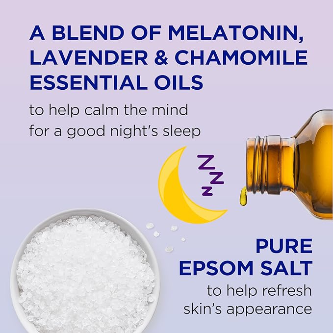 Dr Teal's Foaming Bath with Pure Epsom Salt, Sleep Blend with Melatonin, Lavender & Chamomile Essential Oils, 34 fl oz (Pack of 2)