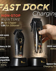 Fagaci Professional Hair Clippers for Men with DLC Blades and High Torque Vector Motor, Barber Clippers and Trimmers Set Zero Gap, 12000 RPM Hair Cutting Kit, Mens Haircut Cordless Clipper for Barber