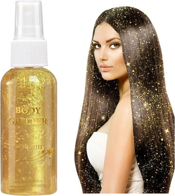 MAEPEOR Body Glitter Spray 4 Colors Quick-Drying and Non-Sticky Body Glitter Spray Moisturizing Bronze Body Shimmer for Face Hair Body (80ML, 12)