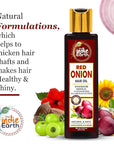 Red Onion Hair Growth Oil - Anti Hair Fall Enriched with 29+ Natural Herbs, Extracts & Oils Including Argan, Jojoba, Rosemary & Black Seed - 200ml