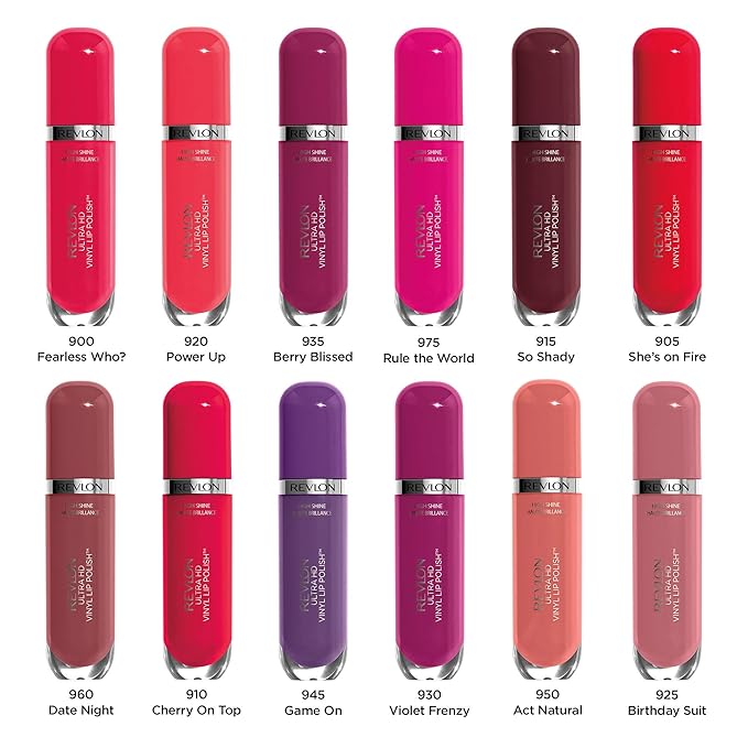 Revlon Ultra HD Vinyl Lip Polish, Liquid Lipstick, Berry Blissed, Berry Gloss