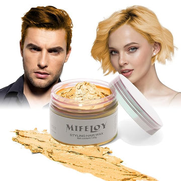 Temporary Gold Hair Spray Color Wax 4.23 oz, Golden Instant Natural Hairstyle Cream Dye, Disposable Coloring Mud for Men Women Youth, Washable Styling Pomades, Party Cosplay DIY Halloween