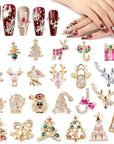 24PCS Large Christmas Nail Charms, 3D Alloy Big Christmas Gems Jewels Luxury Holiday Charms for Nails Design, Xmas Nail Art Bling Jewelry Shiny Crystal Diamonds for Women Holiday Manicure Decorations