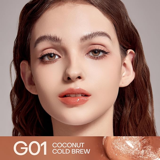 Mistine Lip Gloss Thai latte Long Lasting Lip Glaze Non-sticky Lip Tint Gloss with 1% Peptide Glossy Finish G01 Coconut Cold Brew 0.1oz 1 Count