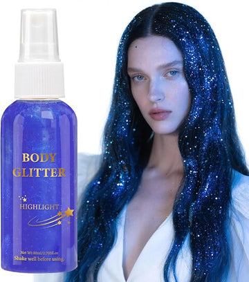 MAEPEOR Body Glitter Spray 4 Colors Quick-Drying and Non-Sticky Body Glitter Spray Moisturizing Bronze Body Shimmer for Face Hair Body (80ML, 13)