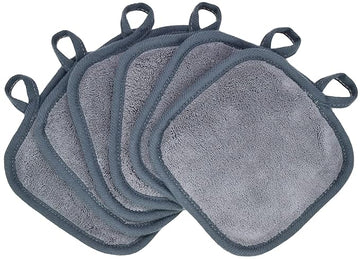Makeup Remover Cloths for Face, Eye, Lips - Reusable Makeup Remover Pads Soft Microfiber Facial Cleansing Cloths 5 x 5 inch 6 Pack (Gray)