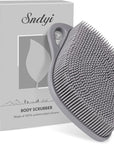 Sndyi Silicone Body Scrubber, Gentle Exfoliating Body Scrubber for Sensitive Skin, Leaf Shaped Shower Scrubber for Body with Lathering Bristles, Silicone Loofah Body Brush for Showering, Gray