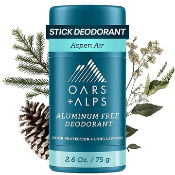 Oars + Alps Deodorant for Men & Women, Aluminum Free Deodorant for Men, Dermatologist Tested, Clean Ingredients, Non Toxic, Vegan, Long Lasting, Odor Protection, Aspen Air, 1pk, 2.6oz