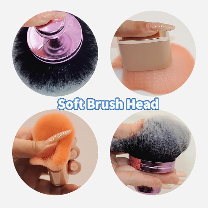 Blend & Blur Extra Large Beauty Soft Body Makeup Brush,Face Self Tanner 2 Pack—Wide Round Head Kabuki Brush Tanning Applicator Set, Powder,Professional Leg Makeup Tool with Drawstring Bag