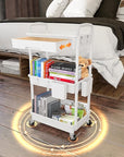 3 Tier Rolling Utility Cart with Drawer,REBECAT Utility Cart Made of Multifunctional Storage Organizer Tool for Kitchen,Bathroom,Living Room,Office(White)