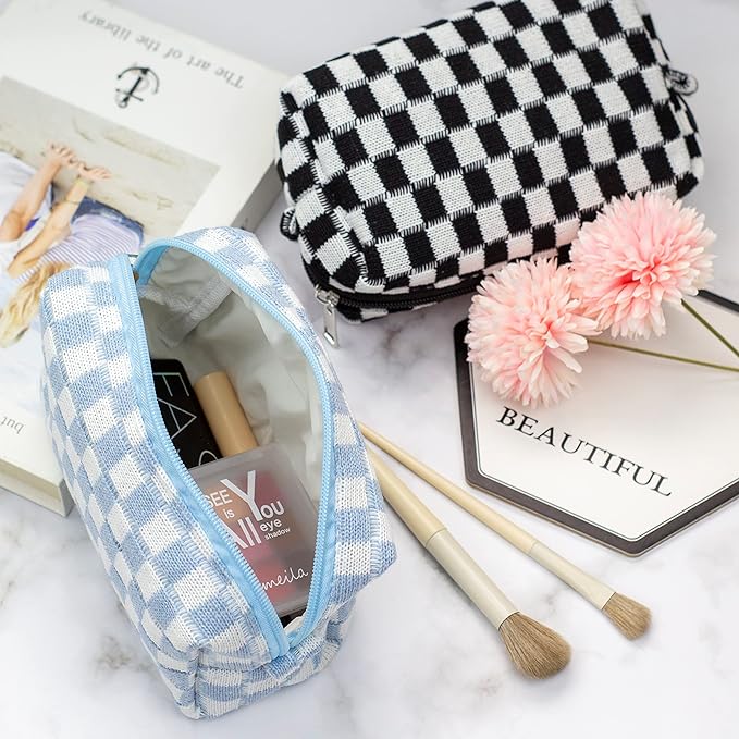 Pazimiik checkered makeup bag for