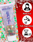 MEICOLY Christmas Face Body Glitter Gel,Christmas Hair Glitter,Christmas Accessories Stocking Stuffers Gift Decorations,Festival Face Glitter Makeup for Women Kids Girls,Chunky Glitter Face Paint