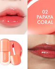 Amuse SEOUL BEBE TINT - 02 PAPAYA CORAL | 24-hour Long-lasting Lip Stain, Plumping, Hydrating, Moisturizing, No Peel Off, Lip Care, Treatment, Non Sticky, Korean Lip Tint for Dry Lips