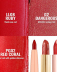 Oulac Lipstick & Lipliner Set 3PCS High Impact Lipcolor with Moisturizing Formula, Vegan Beauty, Full-Coverage Lip Color, Gift Lipstick for Women, LL08+02+PG02