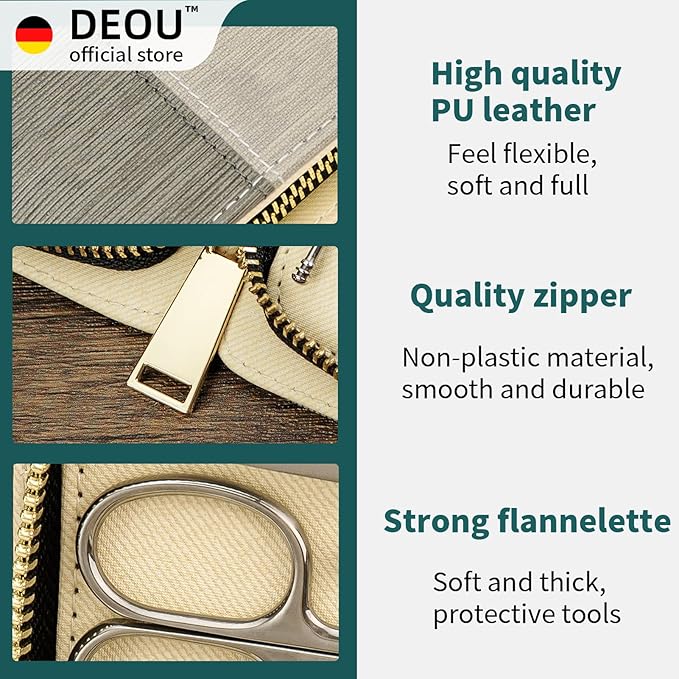 DEOU Manicure Sets Nail Clippers Stainless Steel Manicure and Pedicure kit Girls Professional Nail Files and Men's Grooming Scissors Tools for Home Personal Care or Gifts (Pink)