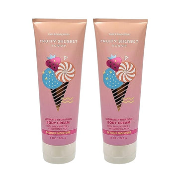Bath & Body Works Ultimate Hydration Body Cream (Fruity Sherbet Scoop), 8 Ounce (Pack of 2)