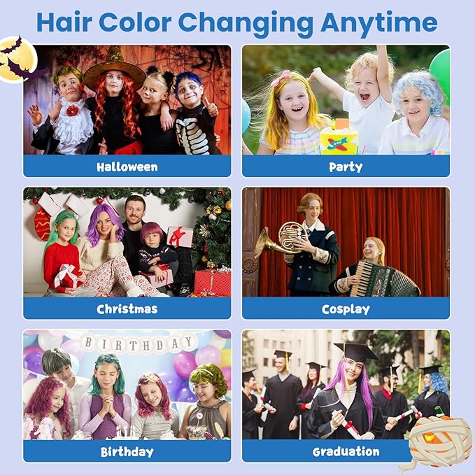 Temporary Blue Hair Color Wax for Kids, Women Men Colored Hair Styling Mud, Washable Style Dye for Girls Boys Teens, DIY Instant Hair Coloring Gel Cream for Cosplay Halloween Children's Day