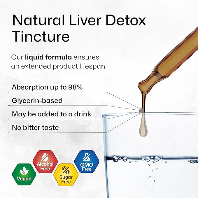 BIO KRAUTER Liver Detox Liquid - Liver Cleanse Detox Liquid Drops - Milk Thistle, Chanca Piedra, Turmeric, Dandelion, Artichoke - Liver Tincture - Vegan Drops 4 Fl. Oz.
