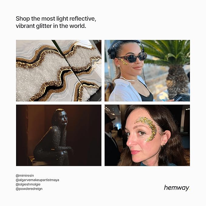 Hemway Eco Friendly Biodegradable Glitter 100g / 3.5oz Bio Cosmetic Safe Sparkle Vegan for Face, Eyeshadow, Body, Hair, Nail and Festival Makeup, Craft - 1/128" 0.008" 0.2mm - Champagne