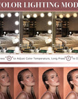 ROLOVE 32"x24" Hollywood Vanity Mirror with Lights, 18 Dimmable LED Bulbs, 3 Color Modes, 10X Magnification, USB Charging Port, Tabletop or Wall-Mounted