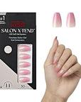 KISS Salon X-tend, Press-On Nails, Nail glue included, 'Detox', Medium Pink, Medium Size, Coffin Shape, Includes 30 Nails, 5Ml Led Soft Gel Adhesive, 1 Manicure Stick, 1 New Mini File, New Prep Pad