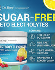 Dr. Berg Zero Sugar Hydration Keto Electrolyte Powder - Enhanced w/ 1000 mg of Potassium & Real Pink Himalayan Salt (NOT Table Salt) - Raspberry & Lemon Flavor Hydration Drink Supplement - 50 Servings
