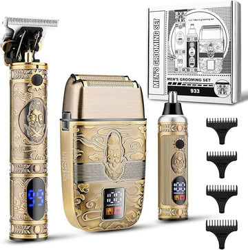 Karrte Men’s Grooming Kit Professional Hair Clippers and Shaver for Men,Electric Razor and Nose Trimmer Set,Beard Trimmer with 2 Foil Head,Gifts for Men