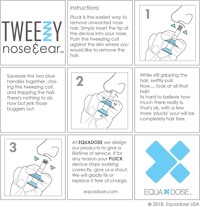 EQUADOSE Tweezy Nose & Ear Hair Remover for Men & Women, Precision Grooming Tool for Pain-Free Hair Removal, Alternative to Trimmers and Waxing Kits, Formerly Pluck, Easy and Effective Solution