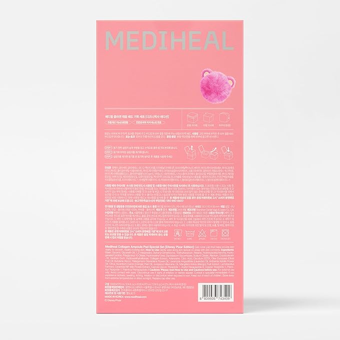 MEDIHEAL Madecassoside Toner Pads [Disney Pixar Edition]-Centella Asiatica to Improve Uneven Skin Tone - Vegan Face Gauze, Full Size 100 + Refill 100 (Collagen, 200 Pads)
