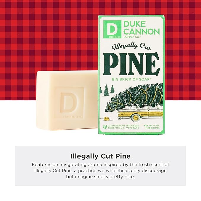 Duke Cannon Supply Co. Big Brick of Soap Bar for Men Holiday Edition - Illegally Cut Pine (Fresh Split Pine Scent), 10 oz. (6 Pack)