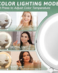 ROLOVE Vanity Mirror with Lights, 12 Inch Light Up Makeup Mirror, LED Makeup Mirror with Lights for Bedroom Tabletop, Smart Touch Control 3 Colors Dimmable, 360° Rotation, White