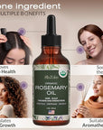 Ella & Eden Organic Rosemary Oil for Hair - 100% Pure, Steam-Distilled, Hexane-Free | Essential Oil for Skin Aromatherapy | Glass Bottle - 4 Oz