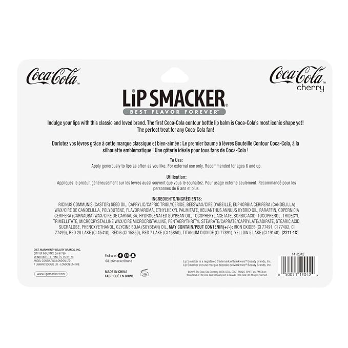 Lip Smacker Coca-Cola Bottle Lip Balm Duo, Moisturizing & Glossy Finish, Featuring Iconic Contour Bottle Design Fun, Collectible Gift for All Ages