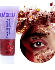 DAGEDA Body Glitter Gel, Face Glitters Body Gel Sequins Shimmer Liquid Eyeshadow, Chunky Glitter for Face Hair Nails, Holographic Cosmetic Laser Powder Festival Glitter Makeup 50ml(Red)